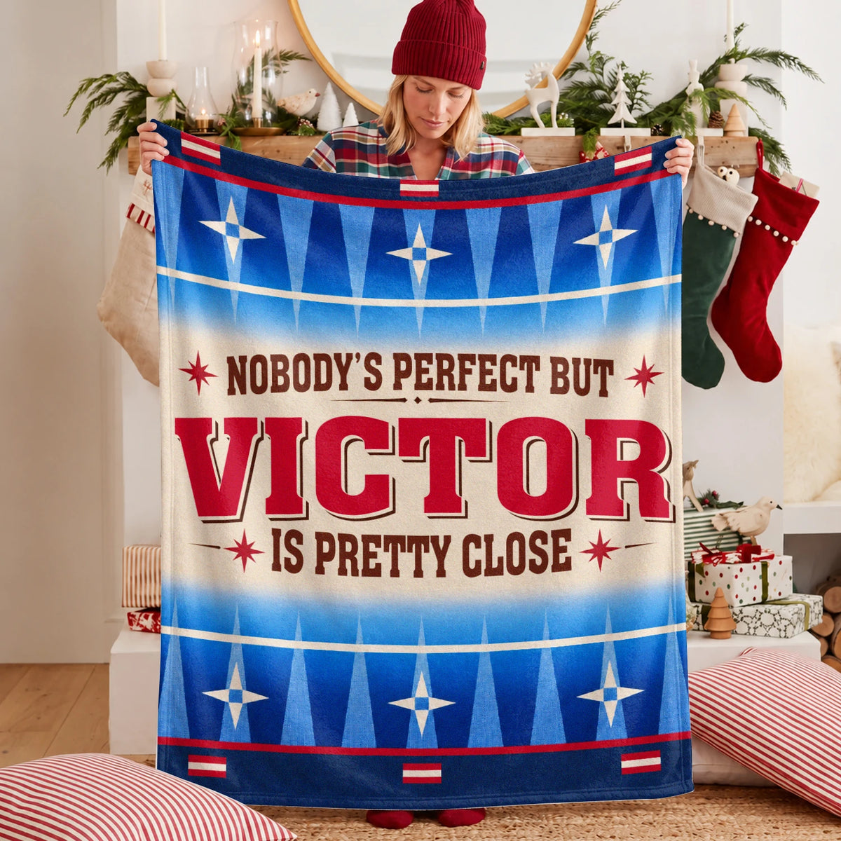 Nobody's Perfect But Your Name Is Close Native American Fleece Blanket VICTOR 13K1 BK57