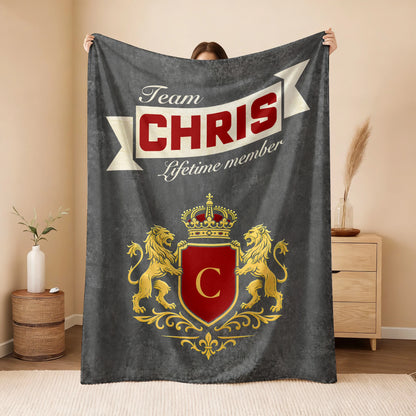 Team Your Name Lifetime Member Charcoal Blanket CHRIS 13K1 BK20