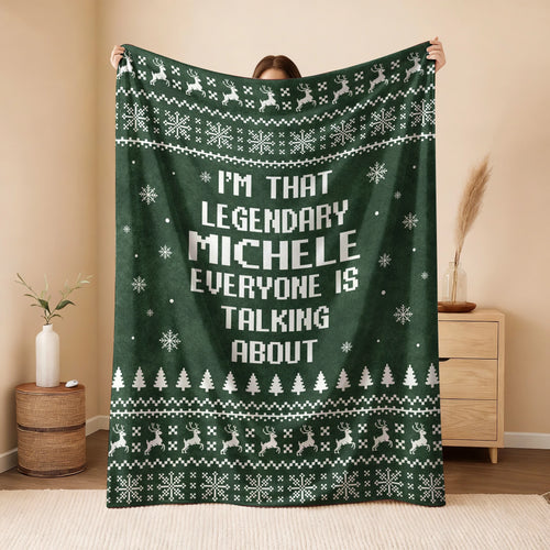 Legendary Your Name Funny Green Christmas Fleece Blanket MICHELE 13K1 BK43