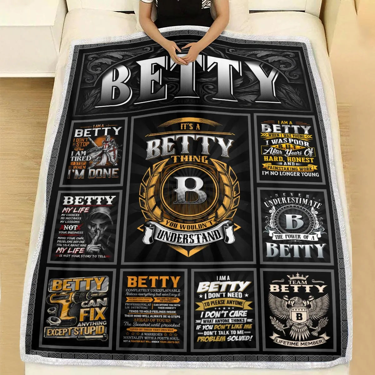 BETTY Personalized Blanket | Custom Name Cozy Throw Gift 13K1-BK2