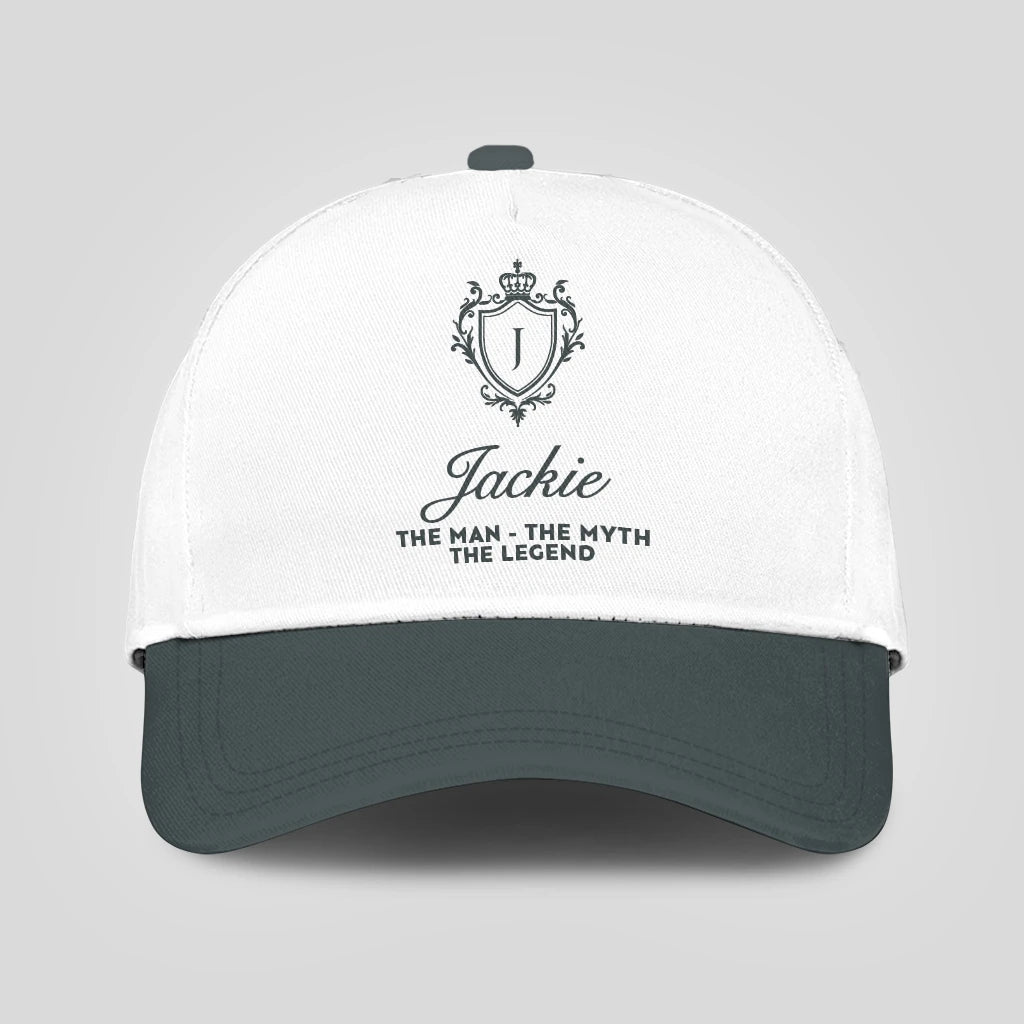 The Man The Myth The Legend Elegant Gray And White Cap JACKIE 13K1 C170PF