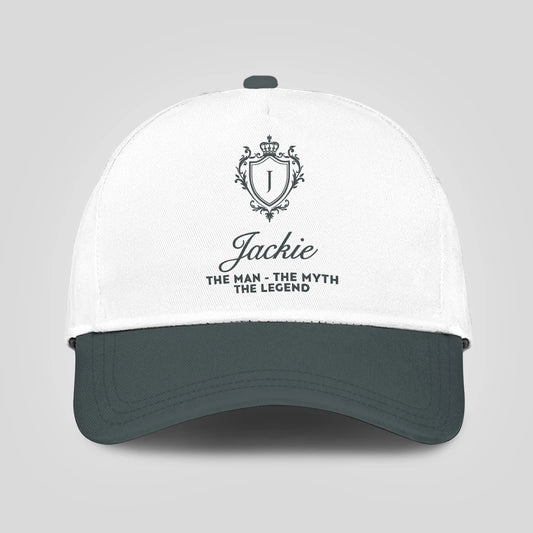 The Man The Myth The Legend Elegant Gray And White Cap JACKIE 13K1 C170PF