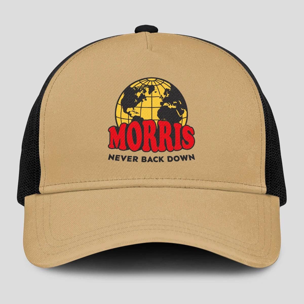 Never Back Down World Logo Khaki Mesh Cap MORRIS 13K1 C212PF