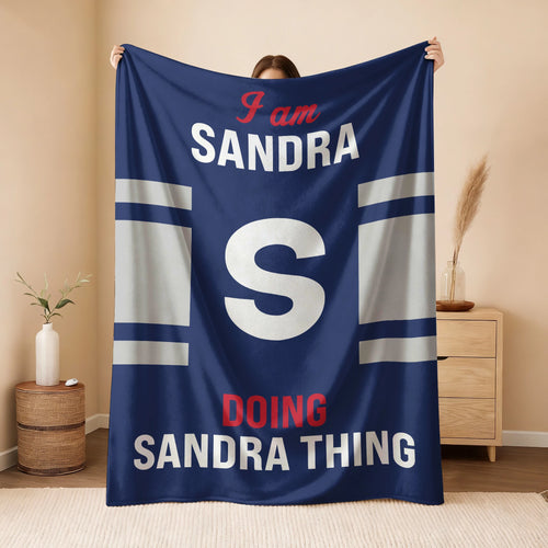 I'm Name Doing Name Things Navy Fleece Blanket SANDRA 13K1 BK51