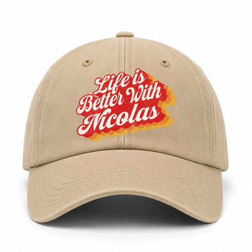 Life Is Better With Your Name Vintage Washed Cap NICOLAS 13K1 C67PF