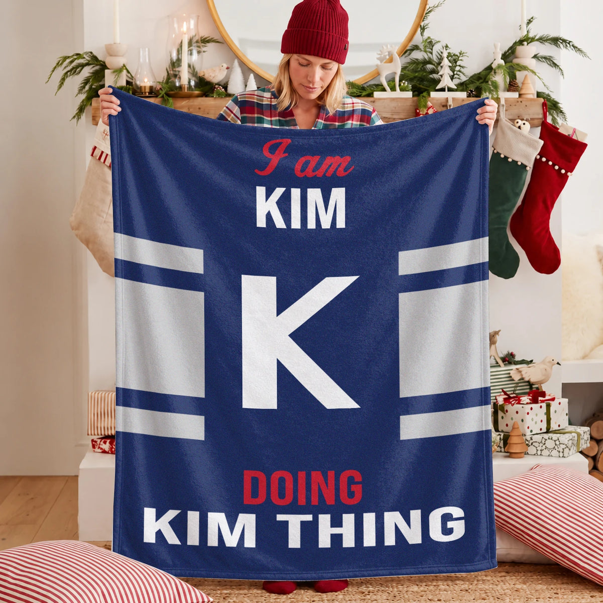 I'm Name Doing Name Things Navy Fleece Blanket KIM 13K1 BK51