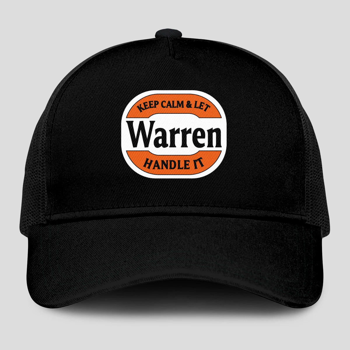 Keep Calm & Let Your Name Handle It Black Mesh Cap WARREN 13K1 C199PF