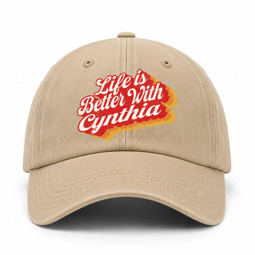 Life Is Better With Your Name Vintage Washed Cap CYNTHIA 13K1 C67PF