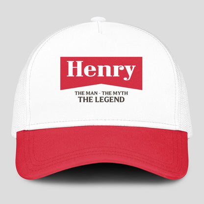 The Man The Myth The Legend Red And White Mesh Cap HENRY 13K1 C197PF
