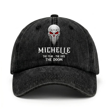 Your Name The Fear The Fate The Doom Skull Washed Cap MICHELLE 13K1 C98PF