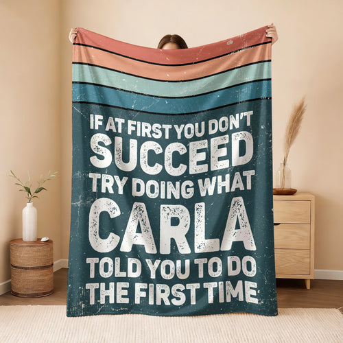 If At First You Don’t Succeed Retro Green Fleece Blanket CARLA 13K1 BK29