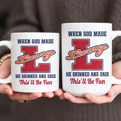 When God Made Your Name Personalized Baseball Mug LARRY 13K1 MG07