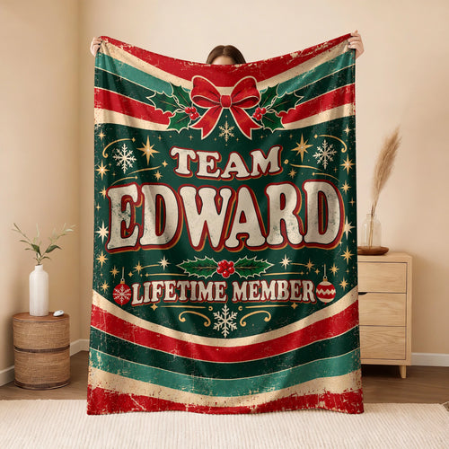 Team Your Name Lifetime Member Christmas Fleece Blanket EDWARD 13K1 BK52