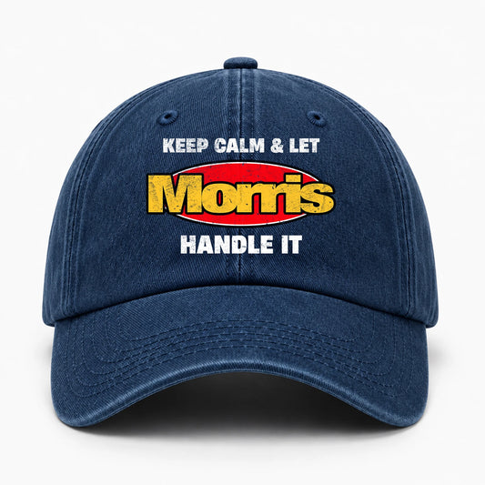 Keep Calm & Let Your Name Handle It Yellow And Red Logo Washed Cap MORRIS 13K1 C172PF