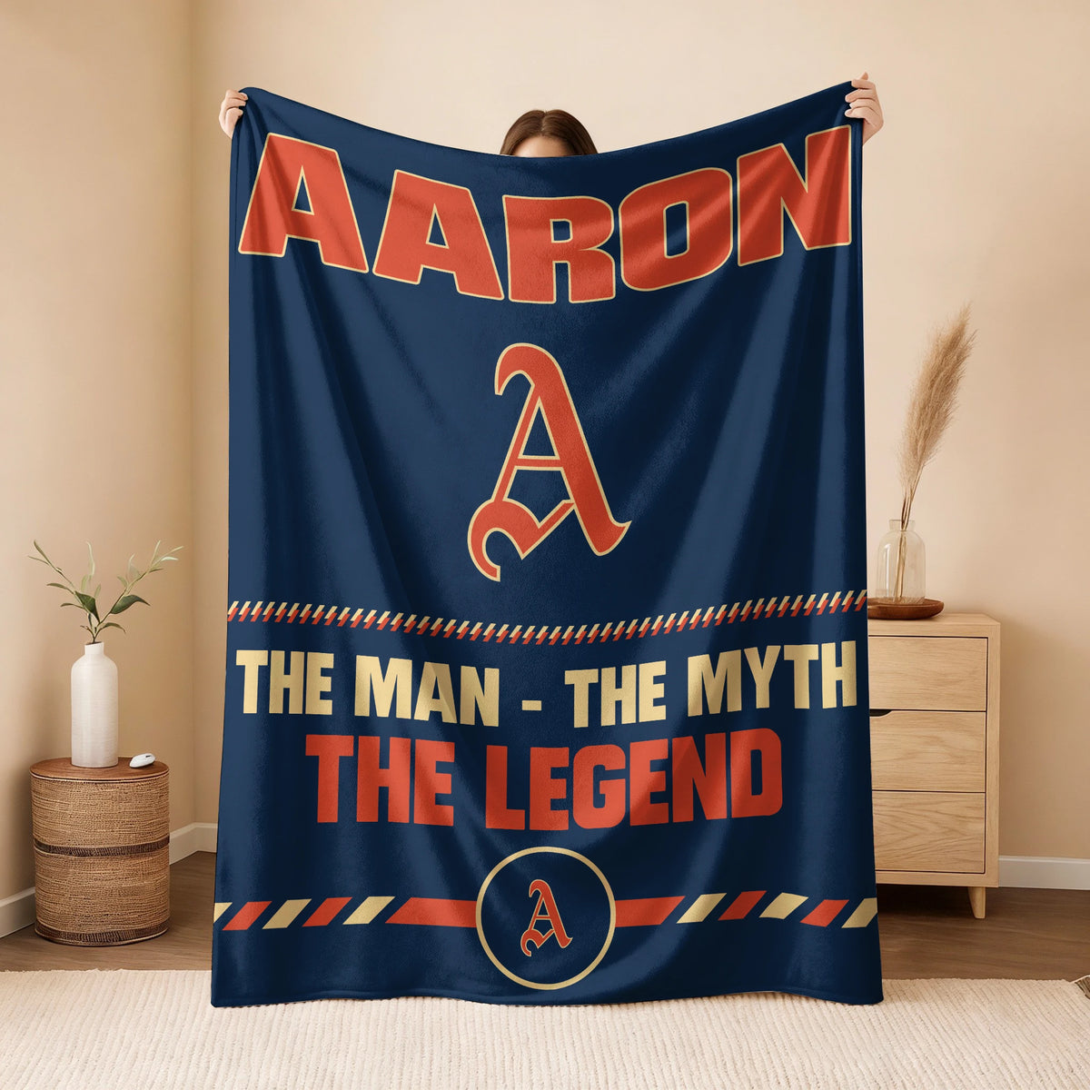 The Man The Myth The Legend Retro Fleece Blanket AARON 13K1 BK53