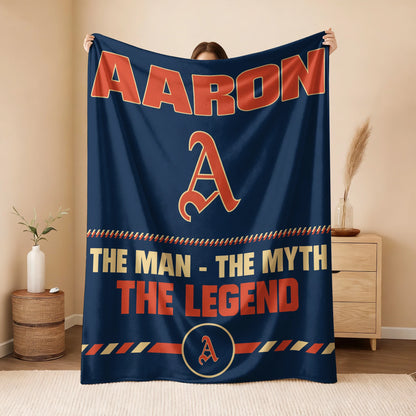 The Man The Myth The Legend Retro Fleece Blanket AARON 13K1 BK53