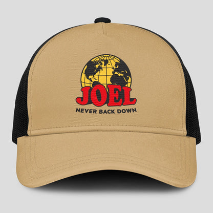 Never Back Down World Logo Khaki Mesh Cap JOEL 13K1 C212PF