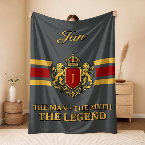 The Man The Myth The Legend Blue & Gold Fleece Blanket JAN 13K1 BK07