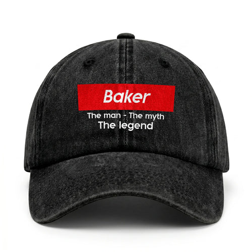 Your Name The Man The Myth The Legend Red Logo Washed Cap BAKER 13K1 C130PF