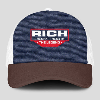 The Man The Myth The Legend Navy Brown And White Mesh Cap RICH 13K1 C200PF