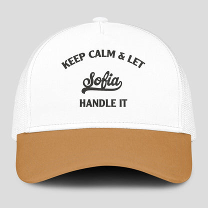 Keep Calm & Let Your Name Handle It Yellow And White Mesh Cap SOFIA 13K1 C205PF