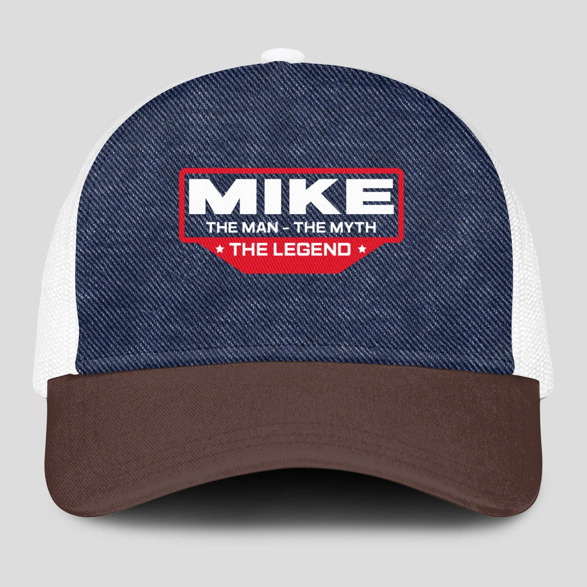 The Man The Myth The Legend Navy Brown And White Mesh Cap MIKE 13K1 C200PF