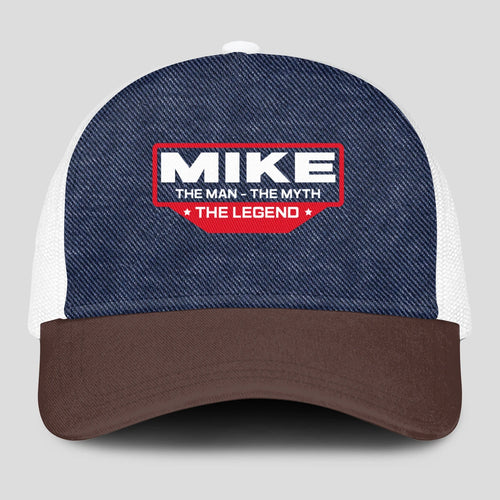 The Man The Myth The Legend Navy Brown And White Mesh Cap MIKE 13K1 C200PF