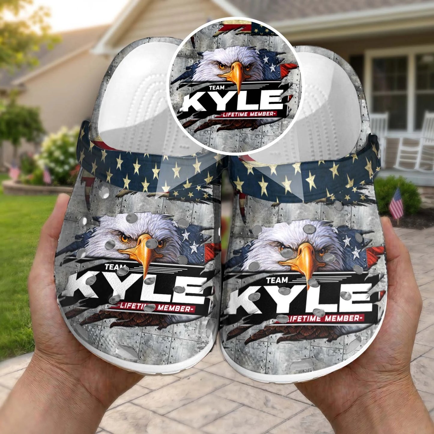 KYLE 13K1-CR1 Personalized Name Clogs "Team Lifetime Member"