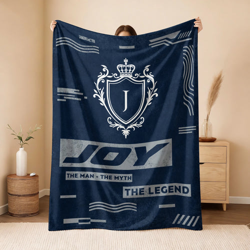 The Man The Myth The Legend Blue & Gray Fleece Blanket  JOY 13K1 BK08