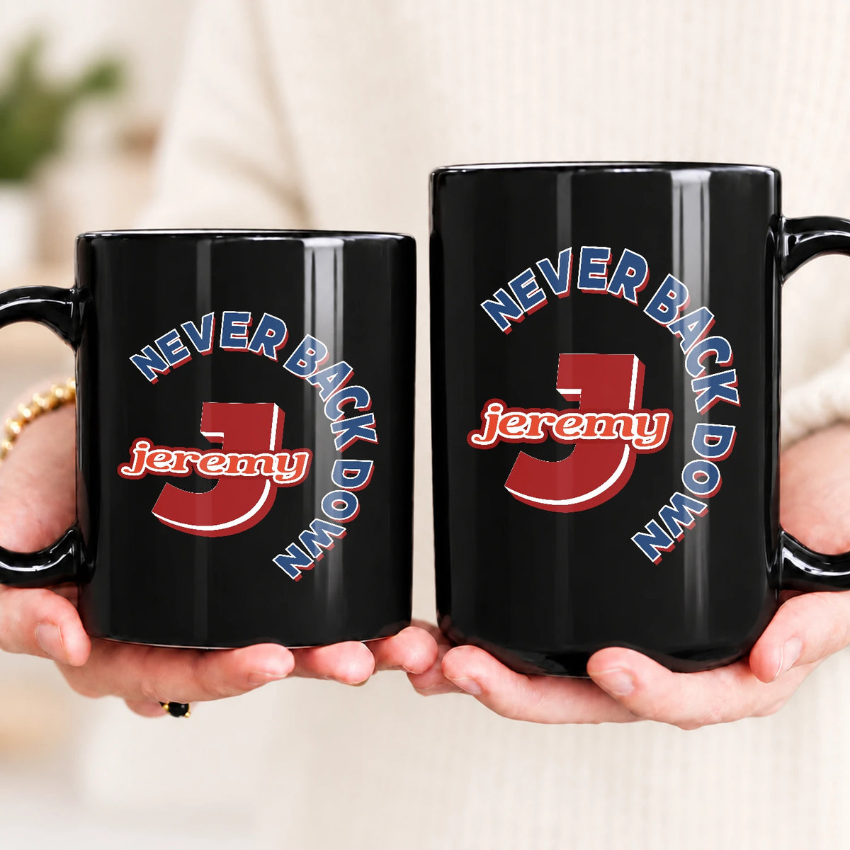 Never Back Down Log With Your Name Mug JEREMY 13K1 MG25