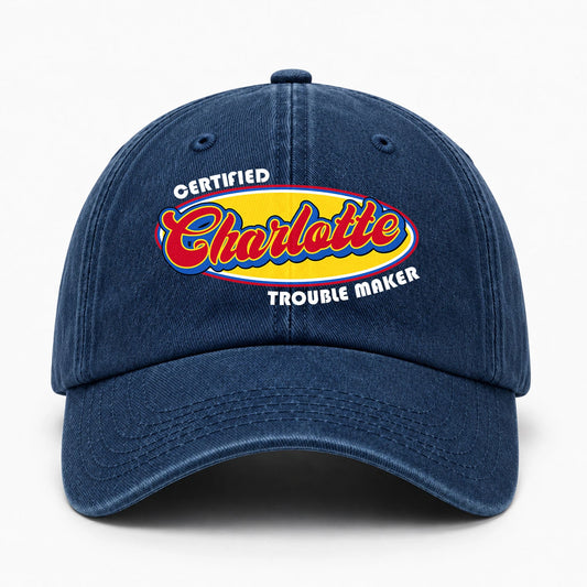 Certified Your Name Trouble Maker Washed Cap CHARLOTTE 13K1 C73PF