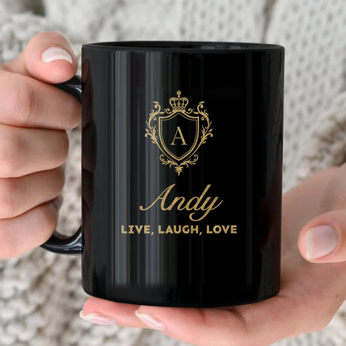 Your Name Live Laugh Love Luxury Champagne Gold Mug ANDY 13K1 MG10