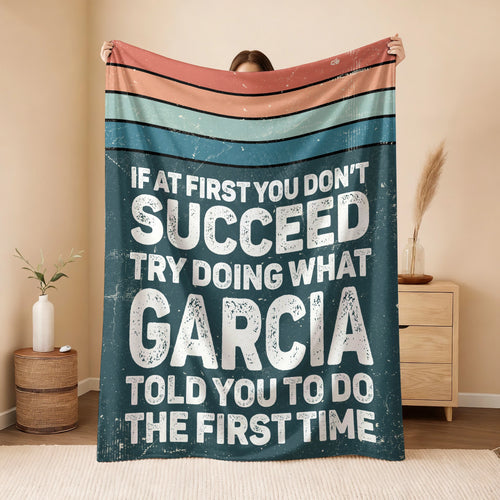If At First You Don’t Succeed Retro Green Fleece Blanket GARCIA 13K1 BK29