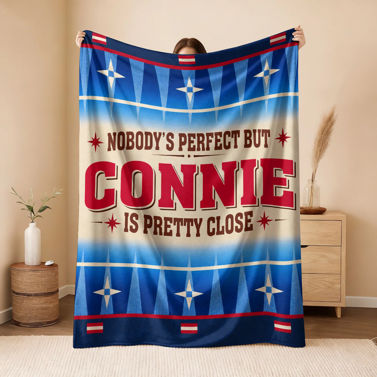 Nobody's Perfect But Your Name Is Close Native American Fleece Blanket CONNIE 13K1 BK57