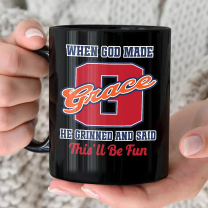 When God Made Your Name Personalized Baseball Mug GRACE 13K1 MG07