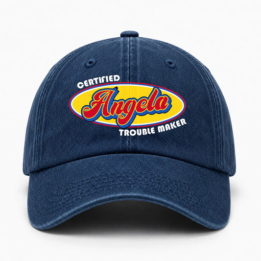 Certified Your Name Trouble Maker Washed Cap ANGELA 13K1 C73PF