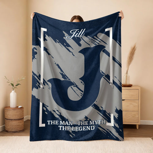 The Man The Myth The Legend Navy Baseball Fleece Blanket JILL 13K1 BK17
