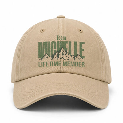 Team Your Name Lifetime Member Mountain Cap MICHELLE 13K1 C58PF