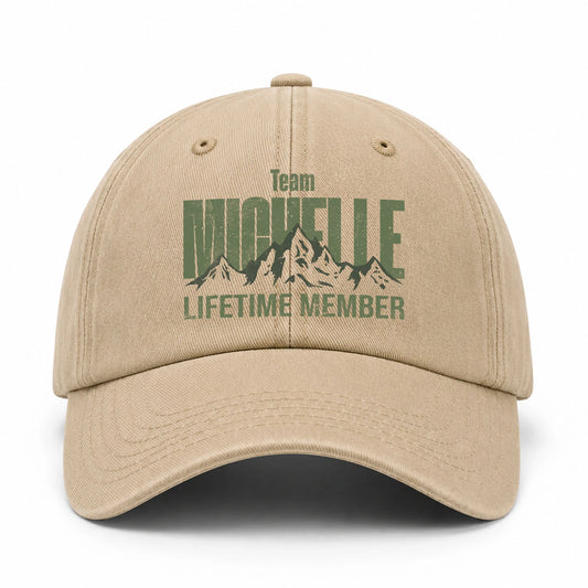 Team Your Name Lifetime Member Mountain Cap MICHELLE 13K1 C58PF