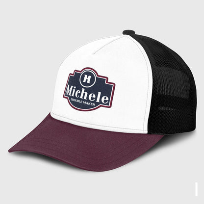 Trouble Maker Burgundy And White Funny Mesh Cap MICHELE 13K1 C201PF