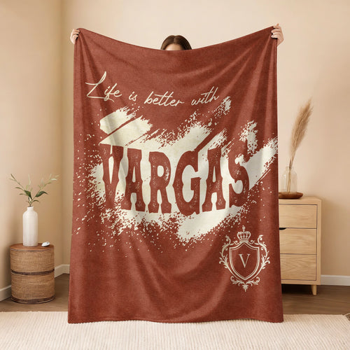 Life Is Better With Your Name Terracotta Cream Fleece Blanket VARGAS 13K1 BK30