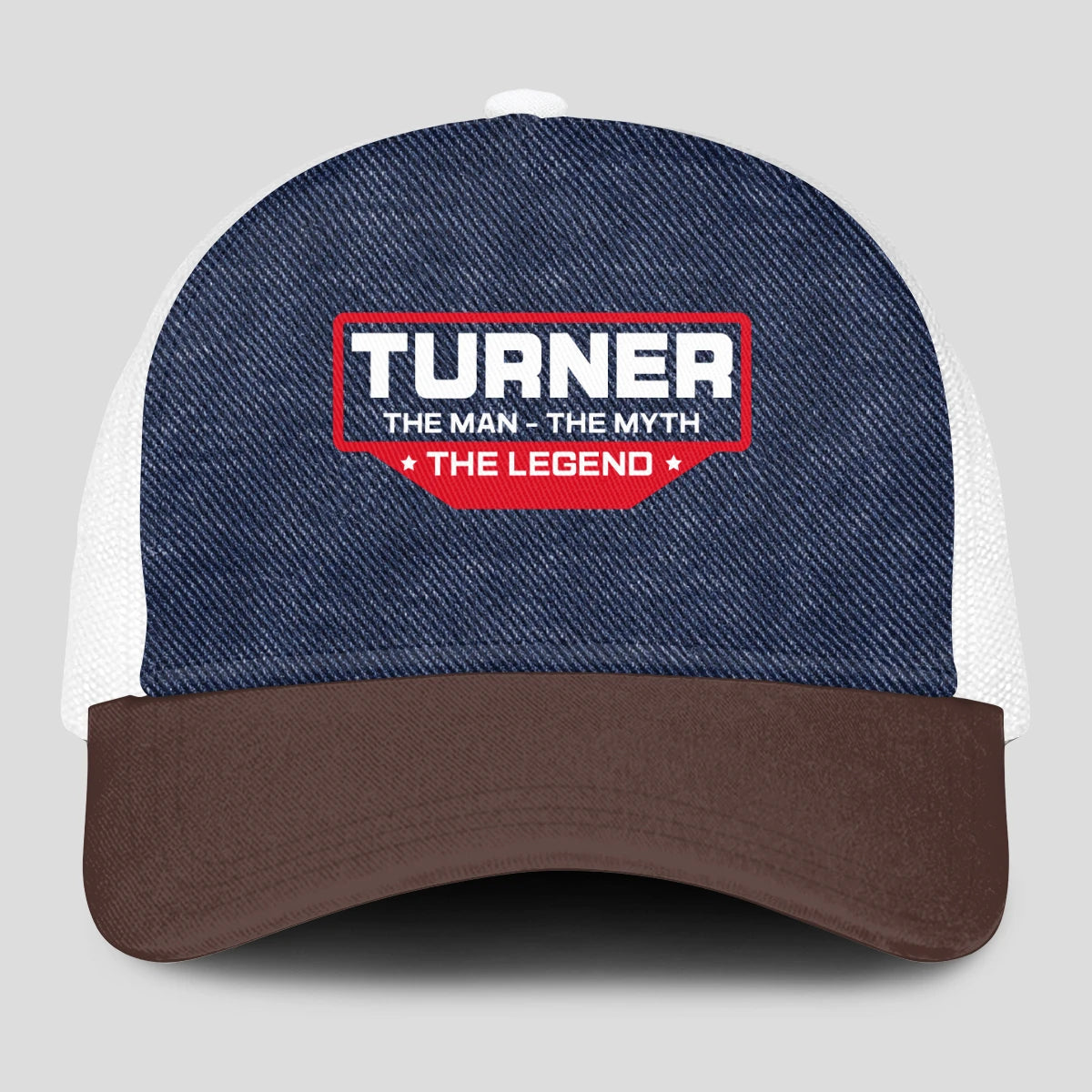 The Man The Myth The Legend Navy Brown And White Mesh Cap TURNER 13K1 C200PF