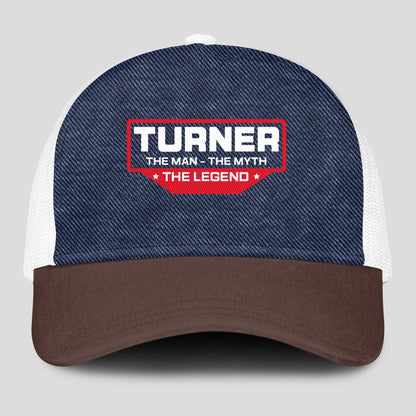 The Man The Myth The Legend Navy Brown And White Mesh Cap TURNER 13K1 C200PF