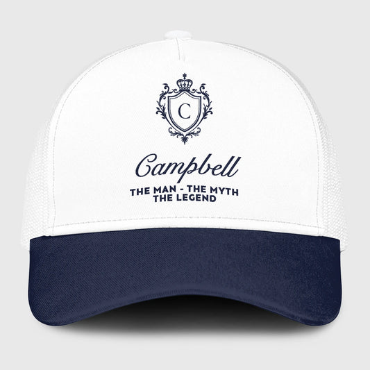 The Man The Myth The Legend Blue And White Baseball Mesh Cap CAMPBELL 13K1 C186PF