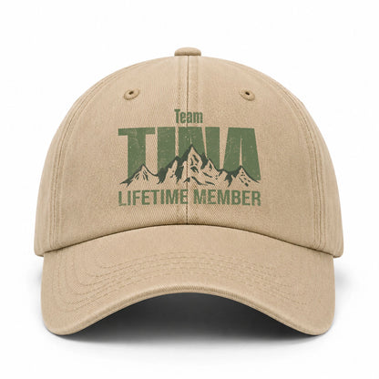 Team Your Name Lifetime Member Mountain Cap TINA 13K1 C58PF