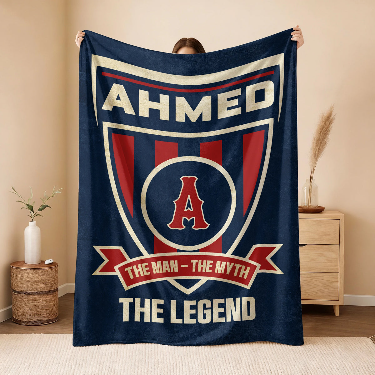 The Man The Myth The Legend Blue Burgundy Baseball Blanket AHMED 13K1 BK18