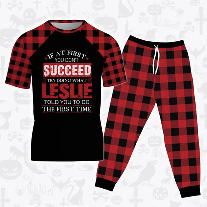 LESLIE Buffalo Plaid Pajamas Set Tshirt & Pants 13K1-EV2