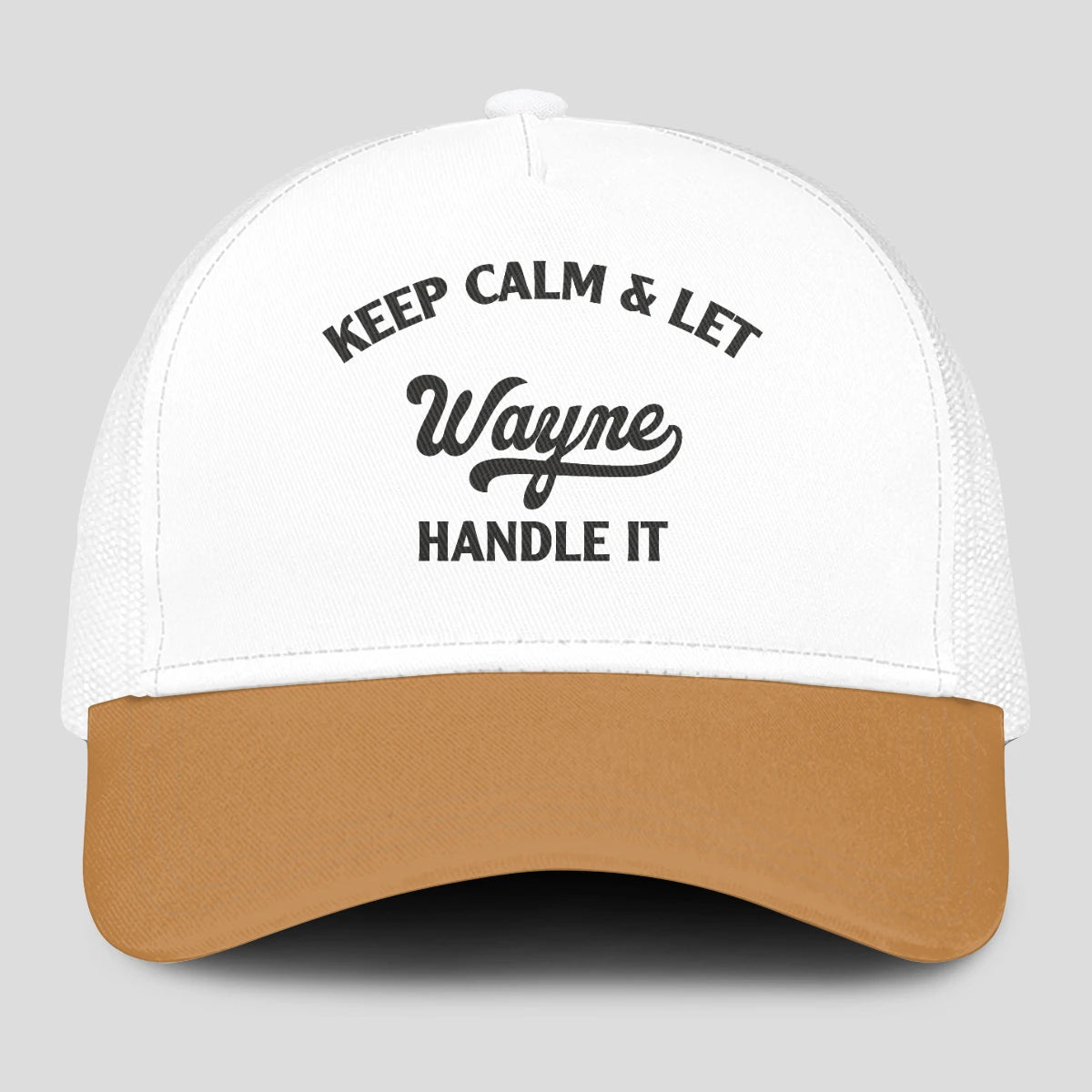 Keep Calm & Let Your Name Handle It Yellow And White Mesh Cap WAYNE 13K1 C205PF