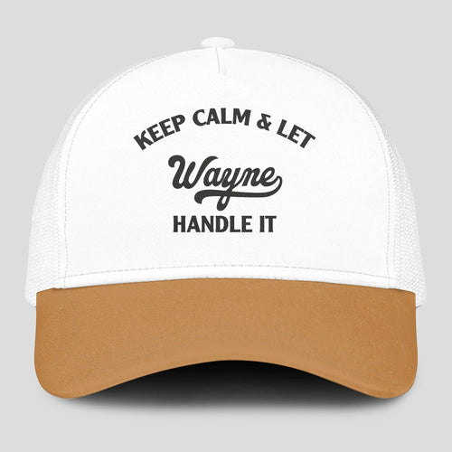 Keep Calm & Let Your Name Handle It Yellow And White Mesh Cap WAYNE 13K1 C205PF