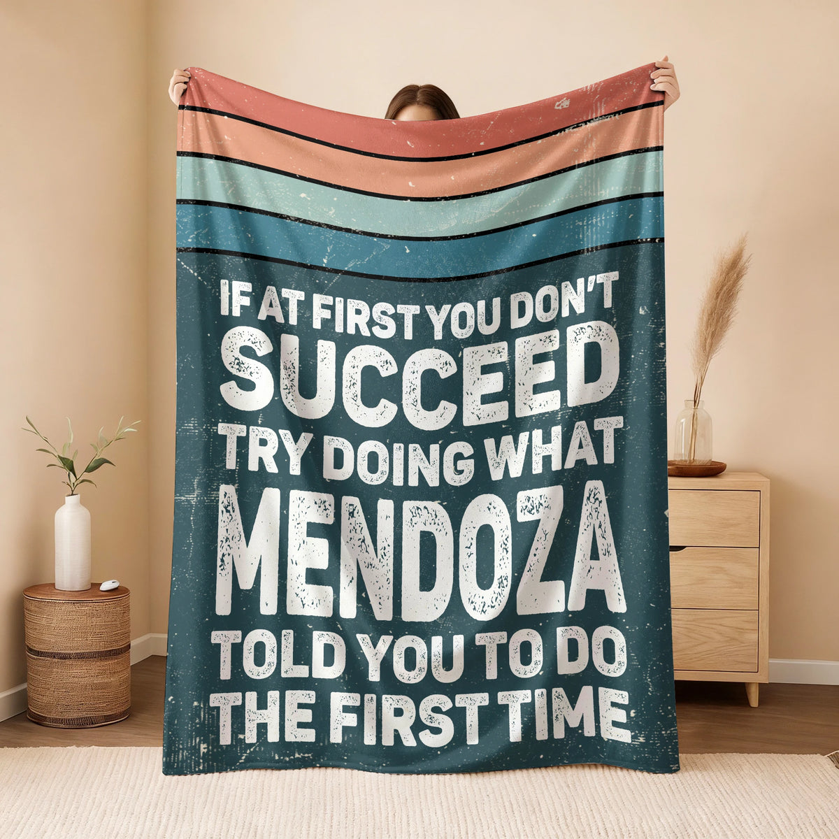 If At First You Don’t Succeed Retro Green Fleece Blanket MENDOZA 13K1 BK29